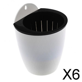 6xGarden Self Watering Plant Flower Pot Wall Hanging Plastic Planter M White