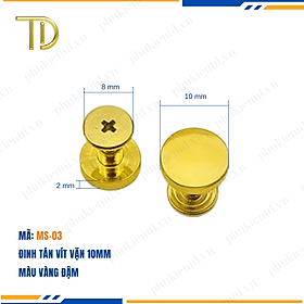 Đinh tán vít vặn, đinh tán vặn ren túi xách 10mm công nghệ mạ điện Electroplating độ bền 5-8 năm