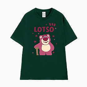 Áo thun tay lỡ LOTSO unixsex phom rộng in hình Gấu Dâu cao cấp