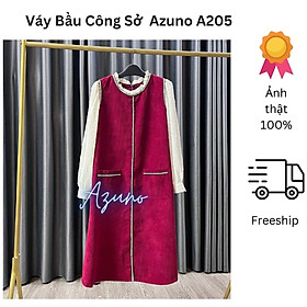 VÁY THIẾT KẾ- Váy Đầm Bầu Công Sở Thu Đông A205 Chất Nhung Tăm Sang Trọng