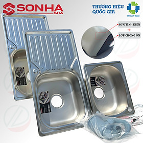Mua Chậu Rửa Bát Chính Hãng Sơn Hà Nhiều Kích Thước - Đáy sơn tĩnh điện cao cấp  kèm xi phông