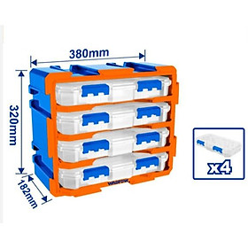 BỘ TỦ GỒM 2 HỘP NHỰA CHIA 13 NGĂN VÀ 4 HỘP NHỰA CHIA 6 NGĂN ĐỰNG LINH KIỆN 380X182X320M M WADFOW WTB8346 - HÀNG CHÍNH HÃNG