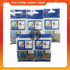 [Combo 5 hộp] Nhãn In đa lớp Tz2-241 - Đen nền trắng 18mm x 8m - Hàng nhập khẩu