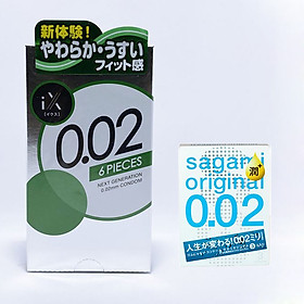 Combo 2 Hộp Bao Cao Su Nhiều Chất Bôi Trơn Siêu Mỏng Của Nhật Bản JEX IX 0.02 Và Bcs Sagami Original 0.02 Extra (Hộp 3 Chiếc) - Hàng Chính Hãng - Che Tên Sản Phẩm