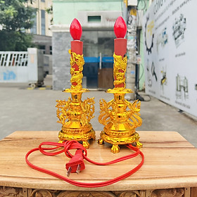 Mua Đèn nến thờ long phụng bằng điện 3 cỡ