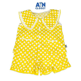 Bộ quần áo Ngắn bé gái họa tiết Tim Trắng nền vàng cotton. - AICDBG6DIG84 - AIN Closet