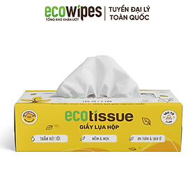 Khăn giấy ăn khăn giấy lụa Ecotissue hộp cao cấp 180 tờ siêu mềm mịn thấm hút tốt an toàn khi sử dụng