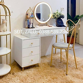 Mua Bàn trang điểm nhiều ngăn kéo gương đèn led kết hợp ghế nơ