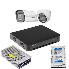 Mua Trọn bộ 2 camera Analog bán cầu và thân trụ Hikvision. Đầu ghi 4 kênh DS-7204HUHI-K1/E  xem lại lịch sử gần 20 ngày - Hàng Chính Hãng