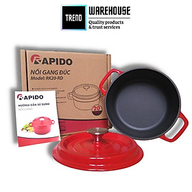 Mua Nồi gang Rapido đúc nguyên khối  chống dính 2 lớp  dùng được cho bếp từ và bếp hồng ngoại
