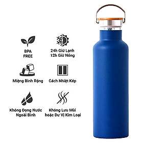 Bình giữ nhiệt inox cao cấp 500ml với Nắp Gỗ - tiện lợi khi sử dụng hàng ngày và chịu đựng mọi cuộc phiêu lưu
