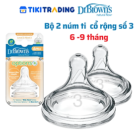 Bộ 2 núm ti Dr.Brown's bình sữa cổ rộng số 3 ( 6 -9 tháng) dòng Plus