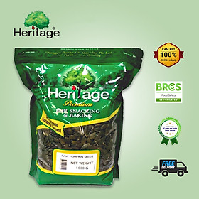 Hạt Bí Đã Tách Vỏ Heritage thực phẩm chống trầm cảm, giàu chất chống Oxy hóa, hỗ trợ tốt cho  bệnh  tiểu đường - RAW PUMPKIN SEEDS gói 1kg