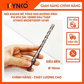 MŨI KHOAN BÊ TÔNG SDS ĐƯỜNG KÍNH PHI Ø10 DÀI 160MM ĐẦU THẬP KYNKO MKDBTSDSP-10160