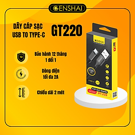 Mua Cáp sạc Type C hàng chính hãng GENSHAI GT220 2m cho điện thoại di động và máy tính bảng | Bảo hành 12 thang 1 đối 1 | Made in Việt Nam