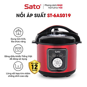 Mua Nồi áp suất đa năng SatoAlpha 6AS019 6.0L - Nồi áp suất đa chức năng : nấu cơm  nấu cháo  hầm gân  ninh  súp  hấp  giữ ấm ... Dung tích : 6.0 lít phù hợp gia đình 4 - 6 người - Miễn phí vận chuyển toàn quốc - Hàng chính hãng