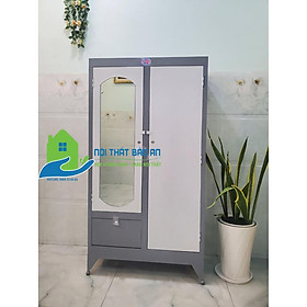 Tủ sắt quần áo cao 1m6 ngang 90cm xám - TSDT13