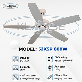 Mua Quạt trần cánh gỗ không đèn Klasse 52KSP 800W hàng chính hãng
