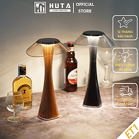 Đèn Led Để Bàn Quầy Bar Nhà Hàng Huta ET1 Cảm Ứng Tích Điện Pin Sạc Điều Chỉnh Độ Sáng, 3 Màu Sắc Ánh Sáng, Decor Trang Trí Quán Cà Phê, Lounge