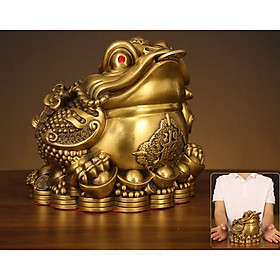 Mua Tượng cóc thiềm thừ trên hũ tài lộc cỡ trung bằng đồng thau phong thủy