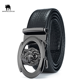 Thắt lưng nam da bò nguyên chất mặt khóa tự động hợp kim cao cấp phong cách mới - Khóa đen