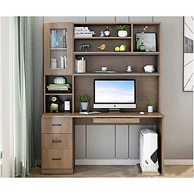 Bàn Học Gỗ Cao Cấp Thiết Kế Thông Minh, Bàn Làm Việc Gỗ Có Ngăn Đựng Vật Dụng Kèm Kệ Sách BH-30