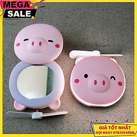 Mua Quạt Mini Heo Hồng Có Đèn Và Gương Soi - Giao Hàng Toàn Quốc