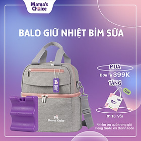 Balo Bỉm Sữa Giữ Nhiệt Mama’s Choice Đa Năng, Giữ Nhiệt Bình Sữa, Đựng Đồ Cho Mẹ Bé, Thiết Kế 2 Tầng, Chất Liệu Cao Cấp - Balo + 01 Đá Khô