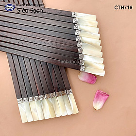 Mua Đũa trắc vuông đầu ốc viền Bạc - hàng siêu cấp dành cho giới thượng lưu (10 đôi/hộp) CTH716 - Có thể đem biếu  tặng bạn bè  đối tác