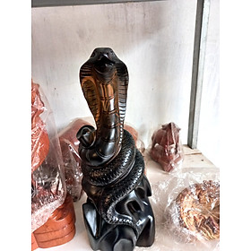 Tượng con rắn phong thủy bằng gỗ mun cao cấp kt 30×12×10cm