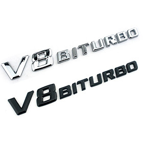 Decal tem chữ V8-Biturbo dán hông xe Mercedes V8BT chất liệu Nhựa ABS cao cấp