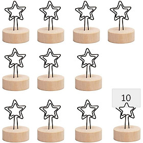 10 cái Giá đỡ thẻ vị trí, Giá đỡ hình ngôi sao bằng gỗ thật, Giá đỡ bằng gỗ có giá đỡ ảnh, cho ảnh thẻ Lưu ý Bản ghi nhớ Kế hoạch bảng Số bảng Nhãn