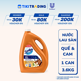 Nước Lau Sàn Sunlight BIOSHIELD Ngăn Côn Trùng Hiệu Quả Hương Quế & Cam Bergamot Chai 3.6KG