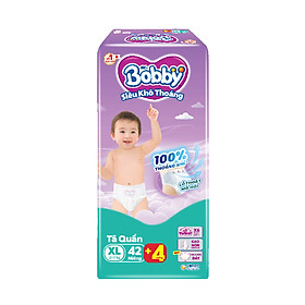 [TẶNG THÊM 4 MIẾNG] Tã quần Bobby Siêu Khô Thoáng - 100% Thoáng Khí  Super Jumbo - XL42