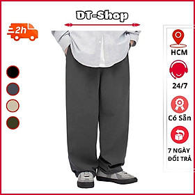 Quần Baggy Kaki Unisex Basic nam nữ cạp chun ống rộng phong cách Hàn Quốc