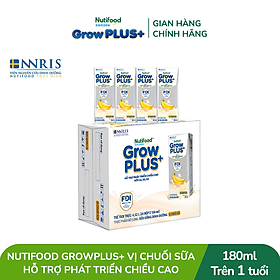 Thùng 24 hộp Sữa bột pha sẵn Nutifood Sweden GrowPLUS+ Vị Chuối Sữa hộp 180ml - Trên 1 tuổi (24 x 180ml)