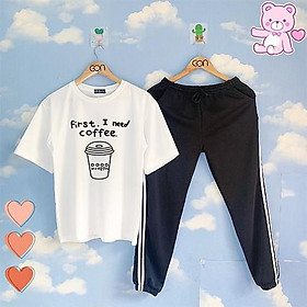 COMBO TIẾT KIỆM Set Đồ Bộ Áo Thun Tay Lửng Quần Kẻ 2 Sọc, Quần Ulzzang 2 Sọc