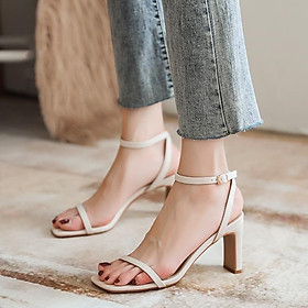 Giày sandal cao gót 7p màu vàng, nâu, trắng, đen