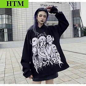 Áo Hoodie Nỉ Nam Nữ Với Dáng Form Rộng Cực Đẹp Áo In Hình Sắc Nét Chất Liệu Vải Áo Dày Dặn Có Nón Trùm Đầu Ok Hàng Hot Trend HTM FASHION - Đen