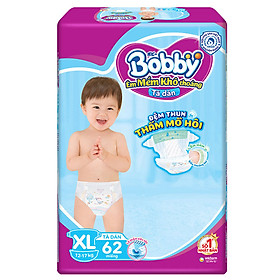 Tã Dán Bobby Siêu Mỏng Thấm Gói Siêu Lớn XL62 (62 Miếng)