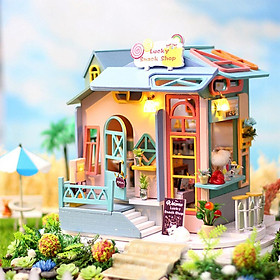 Mini Wooden Dollhouse Furniture Set Cottage Dream House Puzzle Toy A