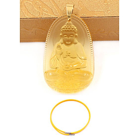 Vòng cổ phật A Di Đà pha lê vàng 5cm - Phật bản mệnh tuổi Tuất, Hợi - Mặt phật size lớn