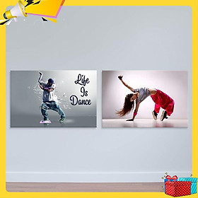 Bộ 2 tranh treo tường phòng tập nhảy”Hiphop” | Tranh phòng thu W3489