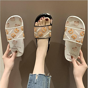 Dép nhựa quai ngang siêu dẻo hình gấu cho mẹ và bé HAPPY (D59)