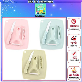 Mua Bộ dao thớt khử khuẩn nạo củ quả đa năng 3 trong 1  dao gọt hoa quả  dao gọt trái cây mini - TT1222