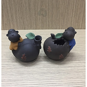 Bộ 2 tượng phúc thọ an khang - Gốm Tử Sa