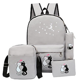 4 Bộ Mèo Trường Ba Lô Trẻ Em Túi Trẻ Em Học Túi Cho Bé Gái Bé Trai Vải Schoolbag Con Bagpack Có Túi Mochila - one