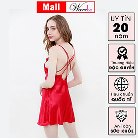 Đầm ngủ WANNABE DNS85 váy ngủ 2 dây lụa cổ tim cut-out lưng sâu viền ren lượn sóng từ trước ra sau khoe vai trần gợi cảm