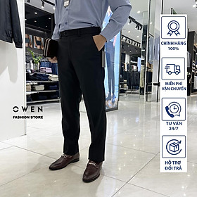 OWEN - Quần âu nam công sở dáng Regular màu đen trơn có trợ cạp co dãn mã QRT231511R1