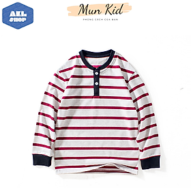 Áo bé trai size đại 25-45kg, áo thun dài tay bé trai 5 đến 14 tuổi kẻ ngang phong cách Hàn Quốc hàng Quảng Châu